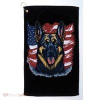 German Shepherd American Flag Usa Patriotic Dog Gift Golf Towel thumb 0
