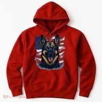 German Shepherd American Flag Usa Patriotic Dog Gift Hoodie thumb 0