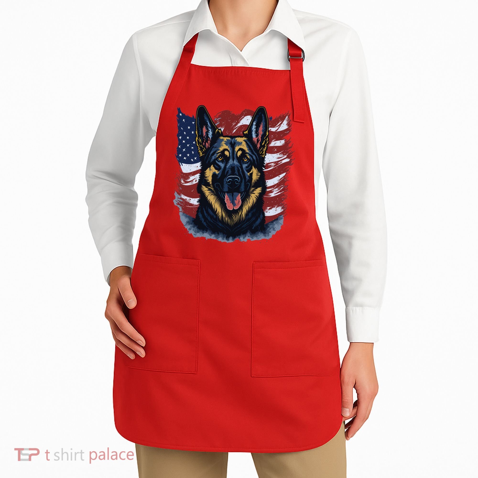 German Shepherd American Flag Usa Patriotic Dog Gift Apron