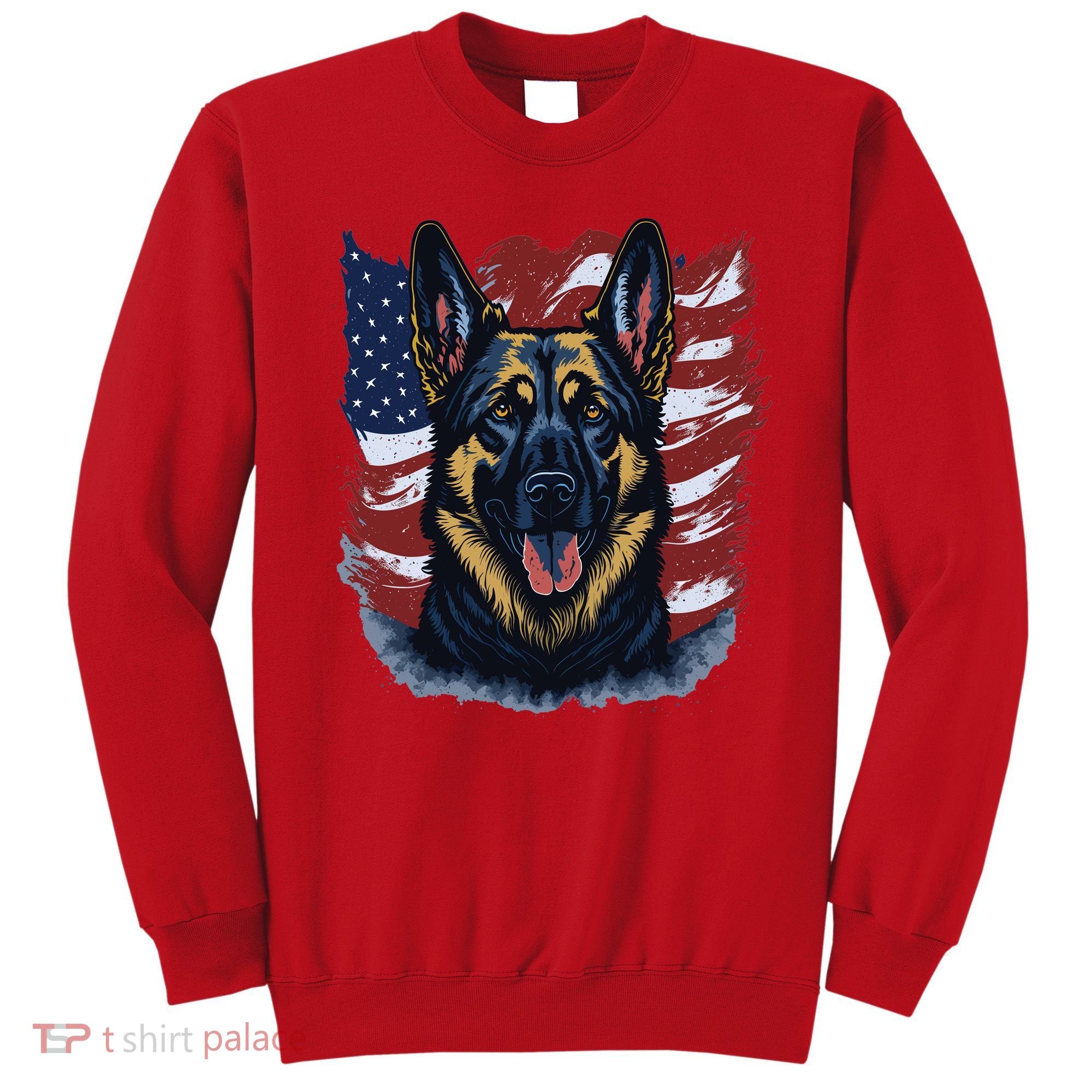 German Shepherd American Flag Usa Patriotic Dog Gift Sweatshirt