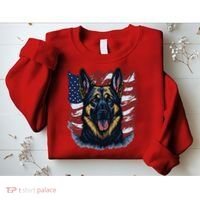 German Shepherd American Flag Usa Patriotic Dog Gift Sweatshirt thumb 2