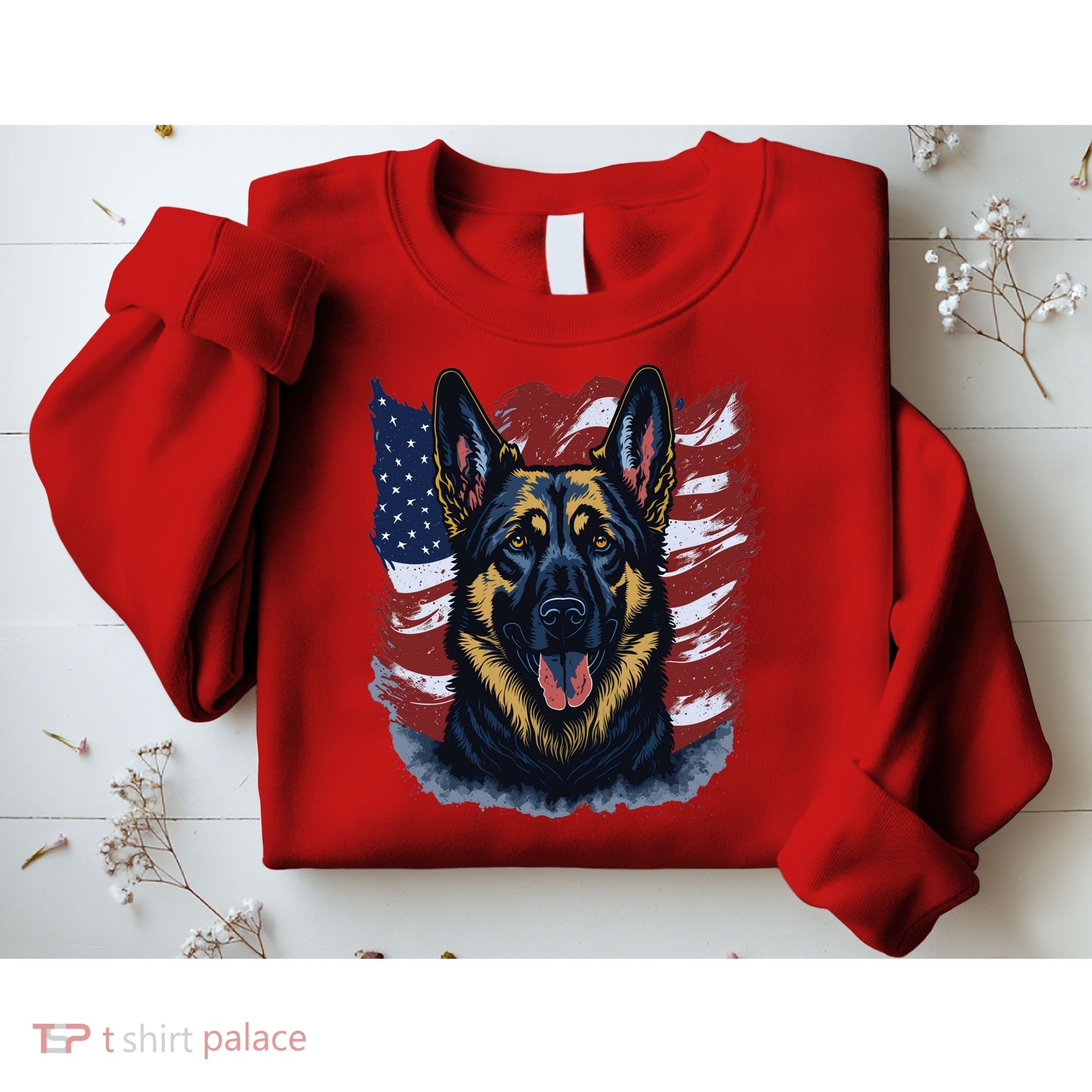 German Shepherd American Flag Usa Patriotic Dog Gift Sweatshirt