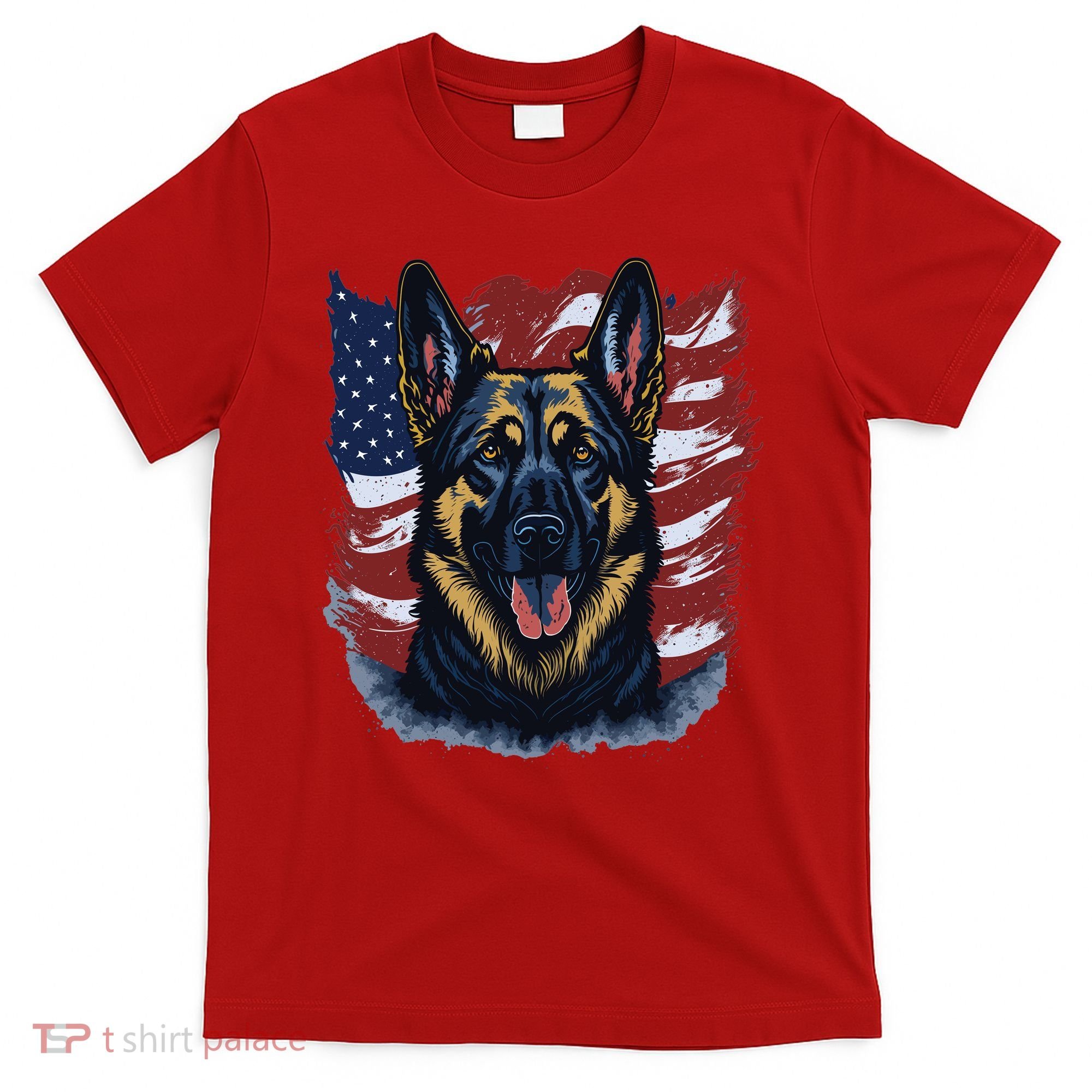 German Shepherd American Flag Usa Patriotic Dog Gift T-Shirt