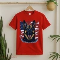 German Shepherd American Flag Usa Patriotic Dog Gift T-Shirt thumb 2