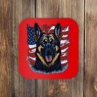 German Shepherd American Flag Usa Patriotic Dog Gift Coaster thumb 0