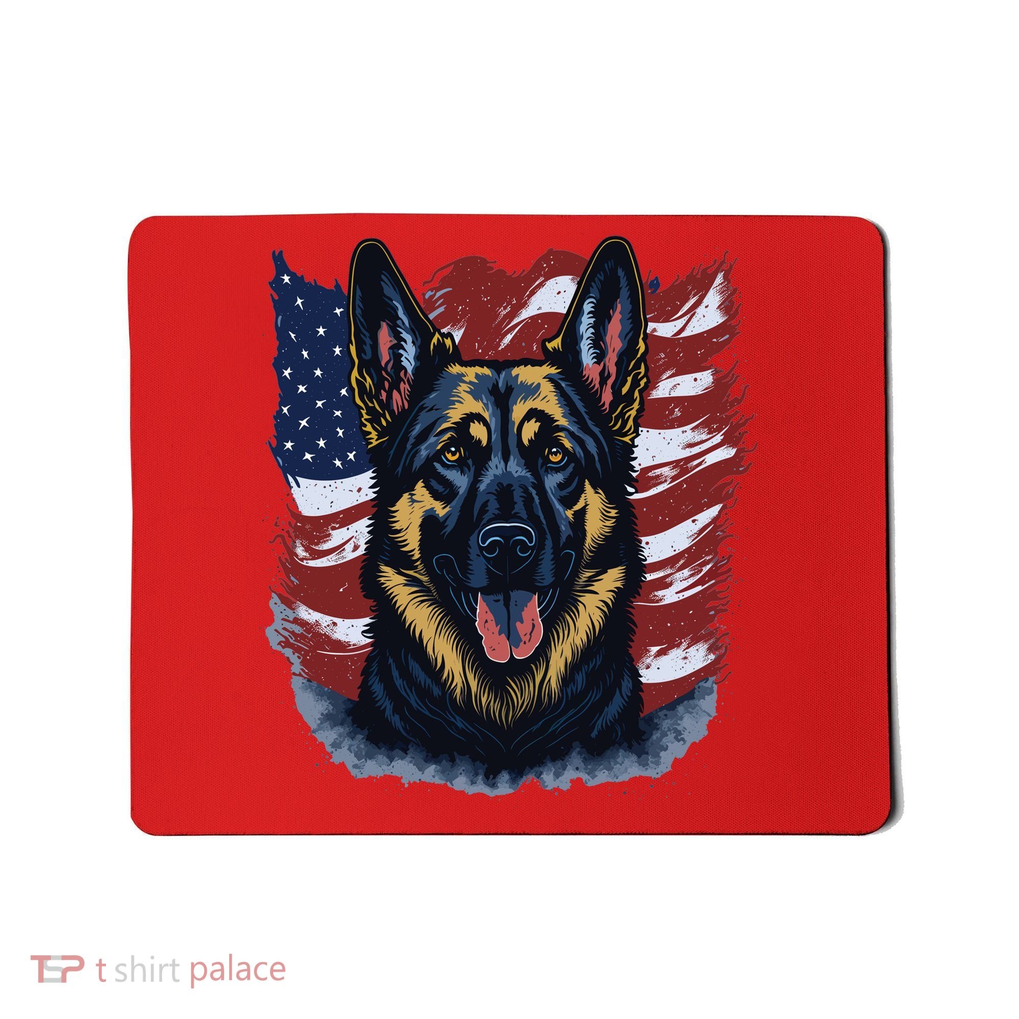 German Shepherd American Flag Usa Patriotic Dog Gift Mousepad