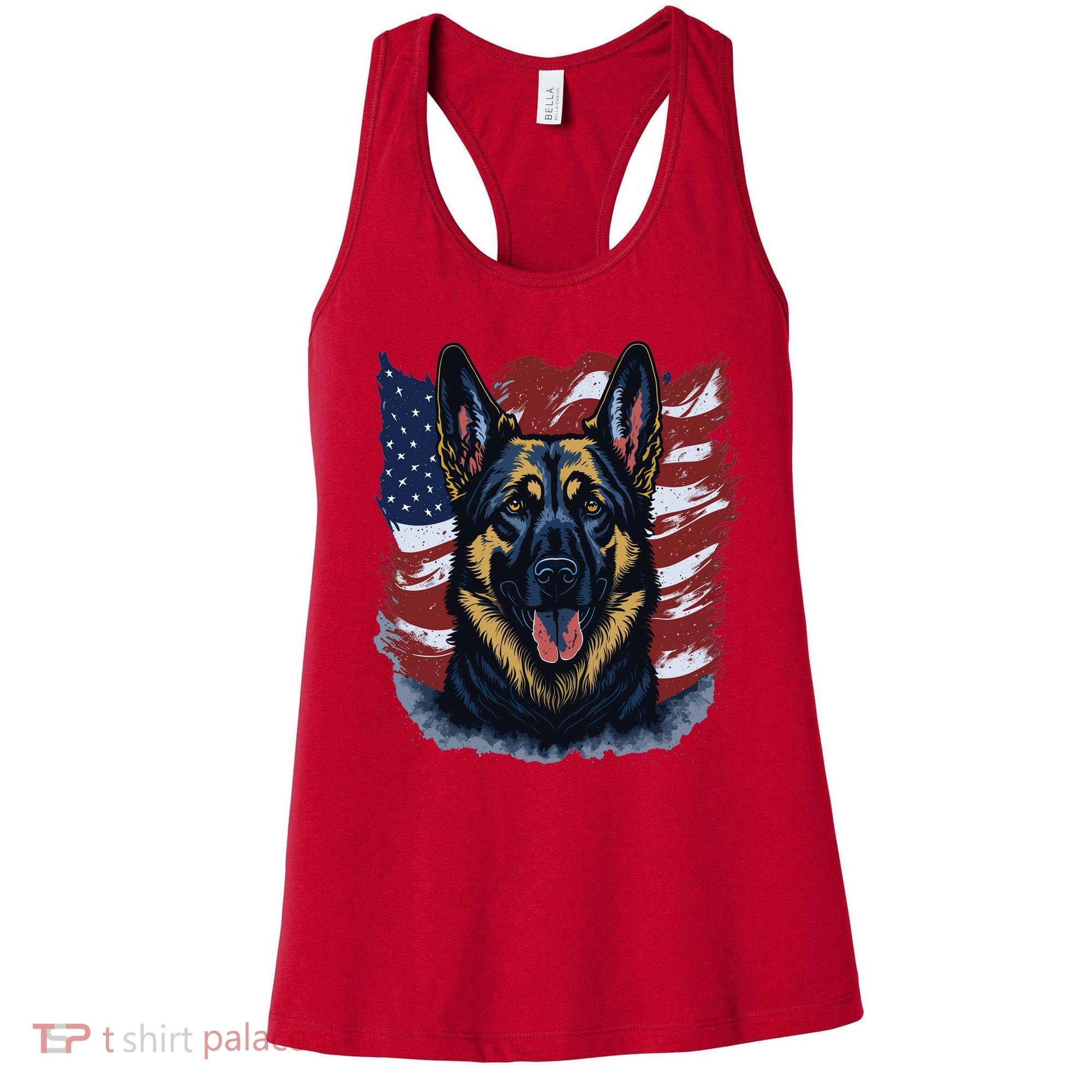 German Shepherd American Flag Usa Patriotic Dog Gift Women's Tank Top