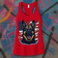 German Shepherd American Flag Usa Patriotic Dog Gift Women's Tank Top thumb 3