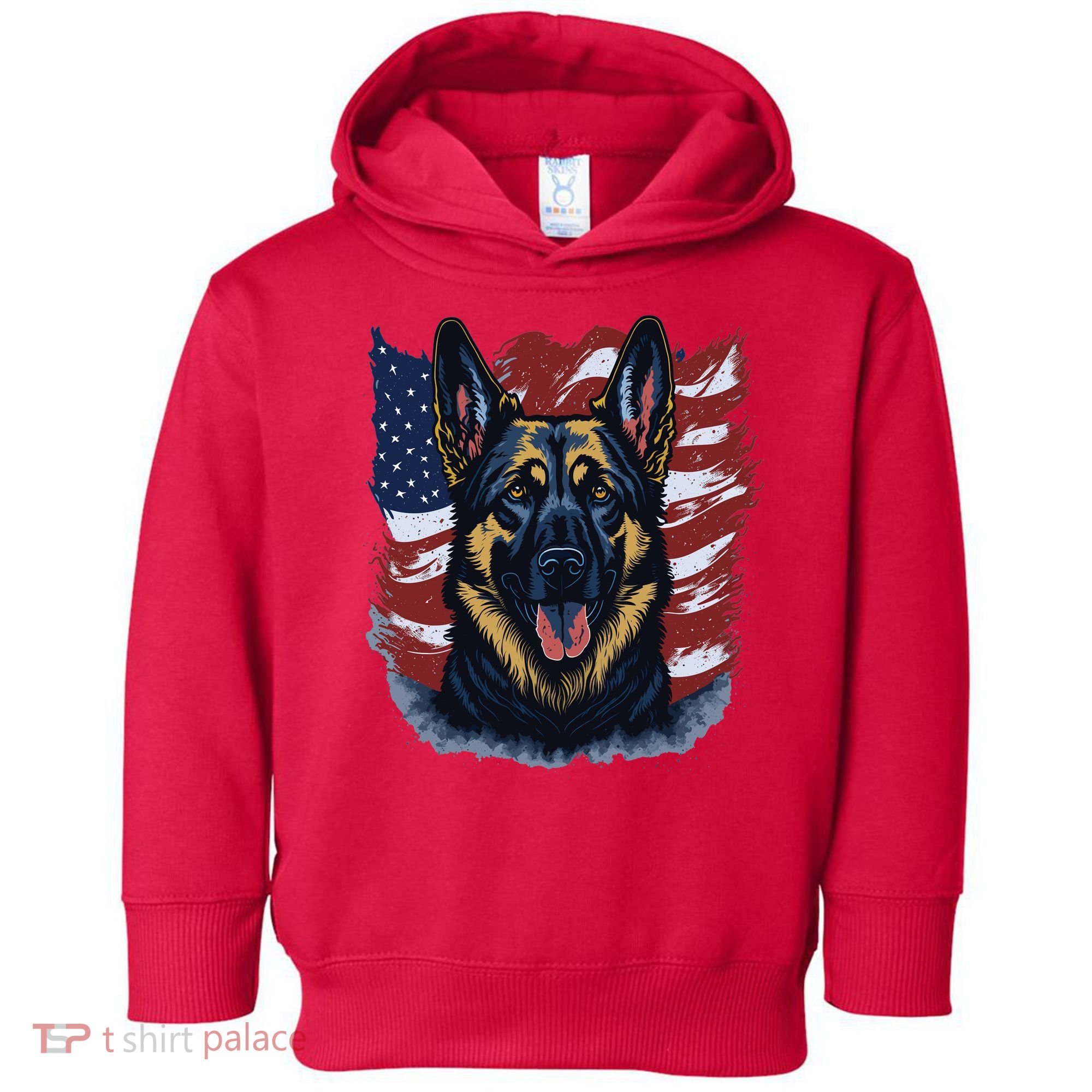 German Shepherd American Flag Usa Patriotic Dog Gift Toddler Hoodie