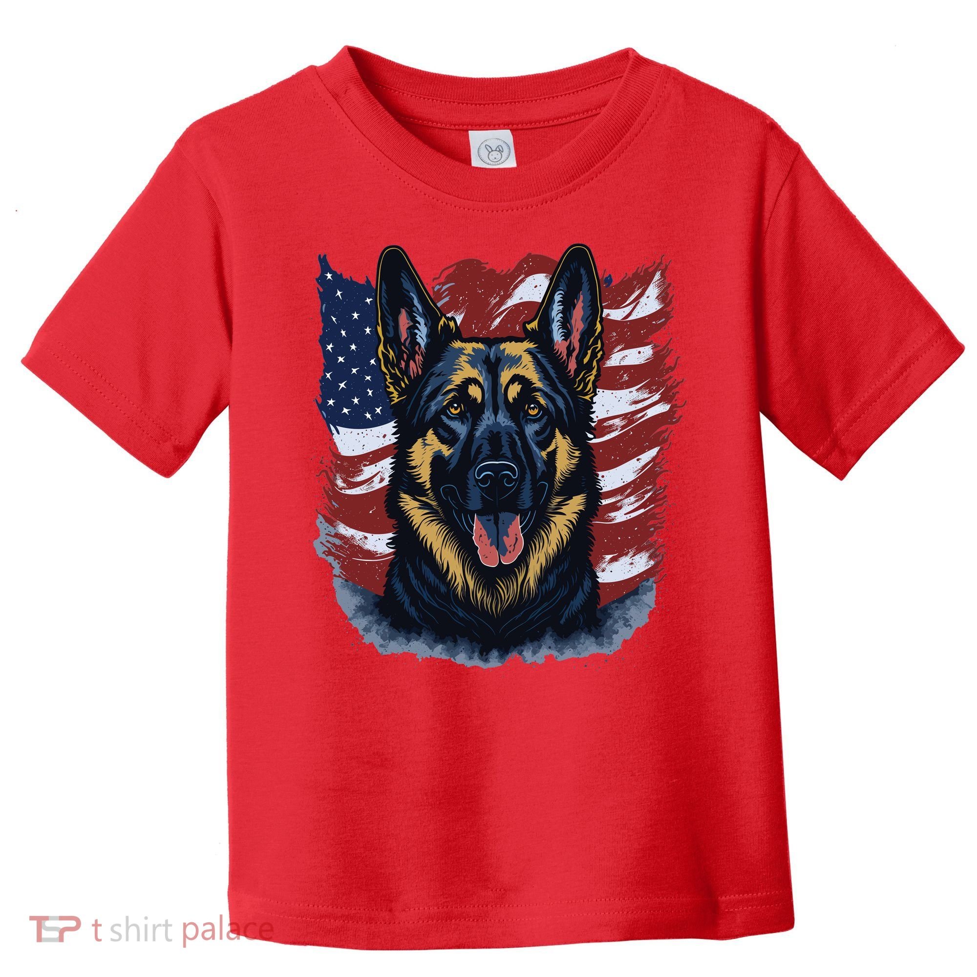 German Shepherd American Flag Usa Patriotic Dog Gift Toddler T-Shirt