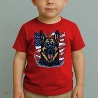 German Shepherd American Flag Usa Patriotic Dog Gift Toddler T-Shirt thumb 2