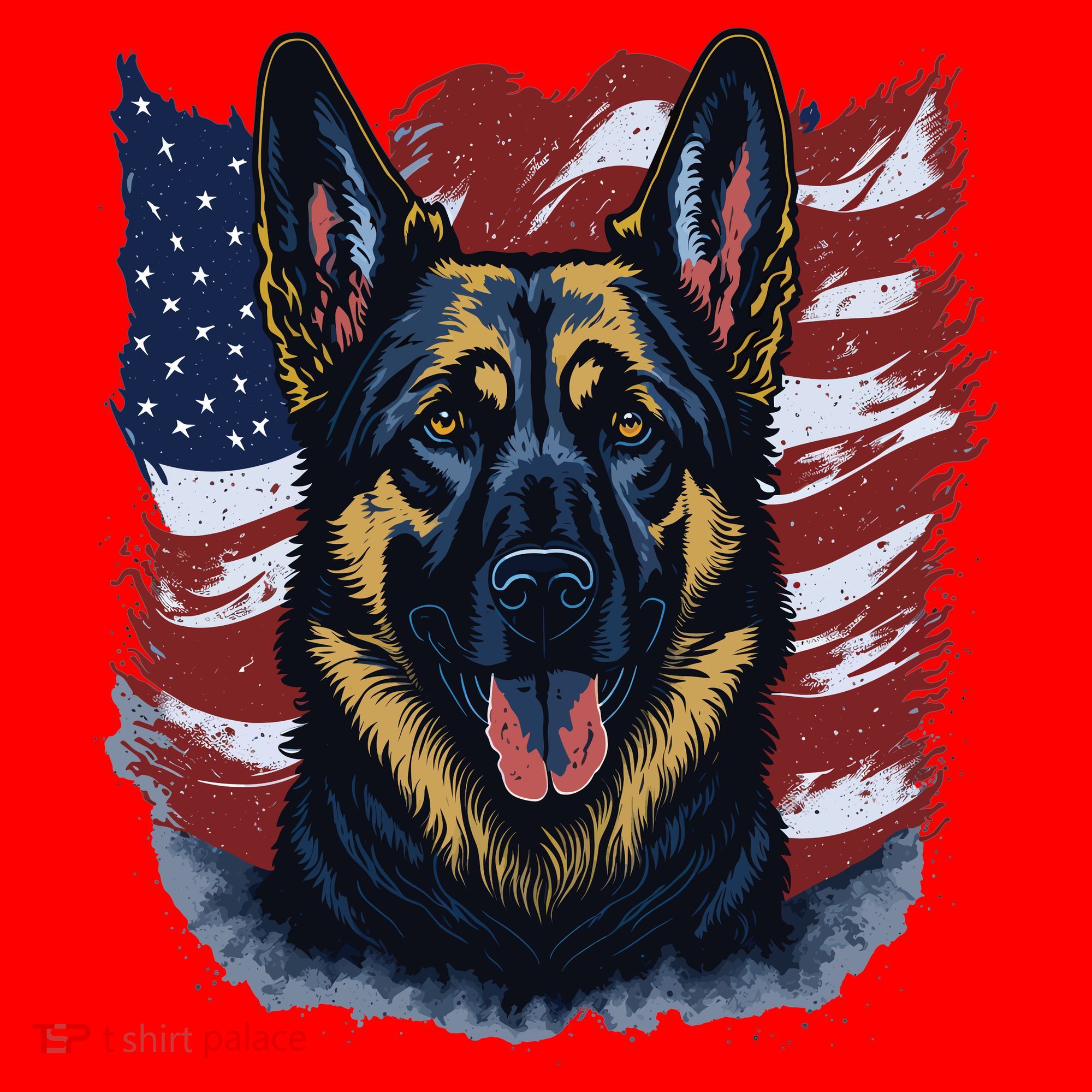German Shepherd American Flag Usa Patriotic Dog Gift Women's Long Sleeve Shirt