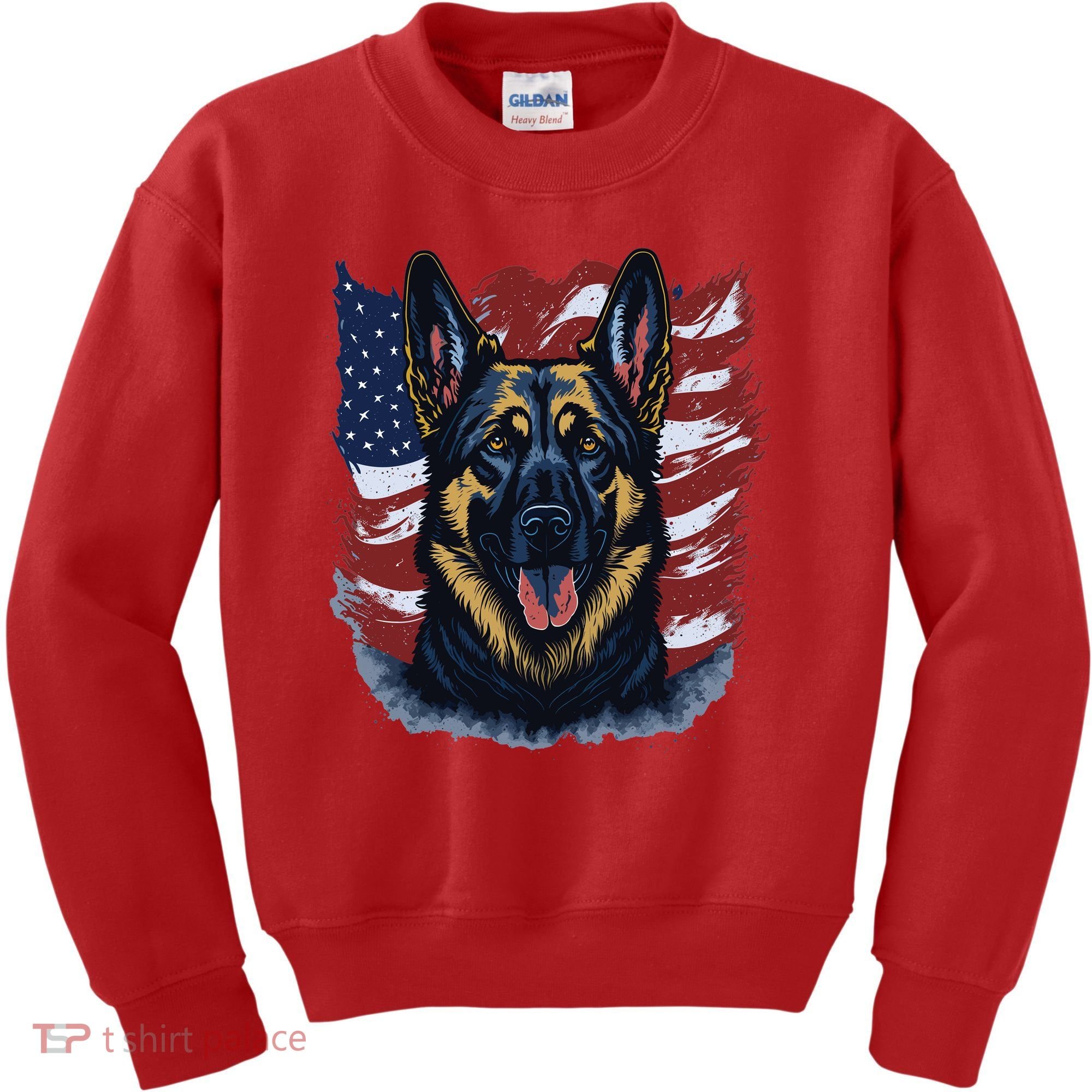 German Shepherd American Flag Usa Patriotic Dog Gift Kids Sweatshirt