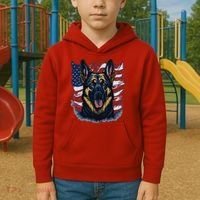German Shepherd American Flag Usa Patriotic Dog Gift Kids Hoodie thumb 2