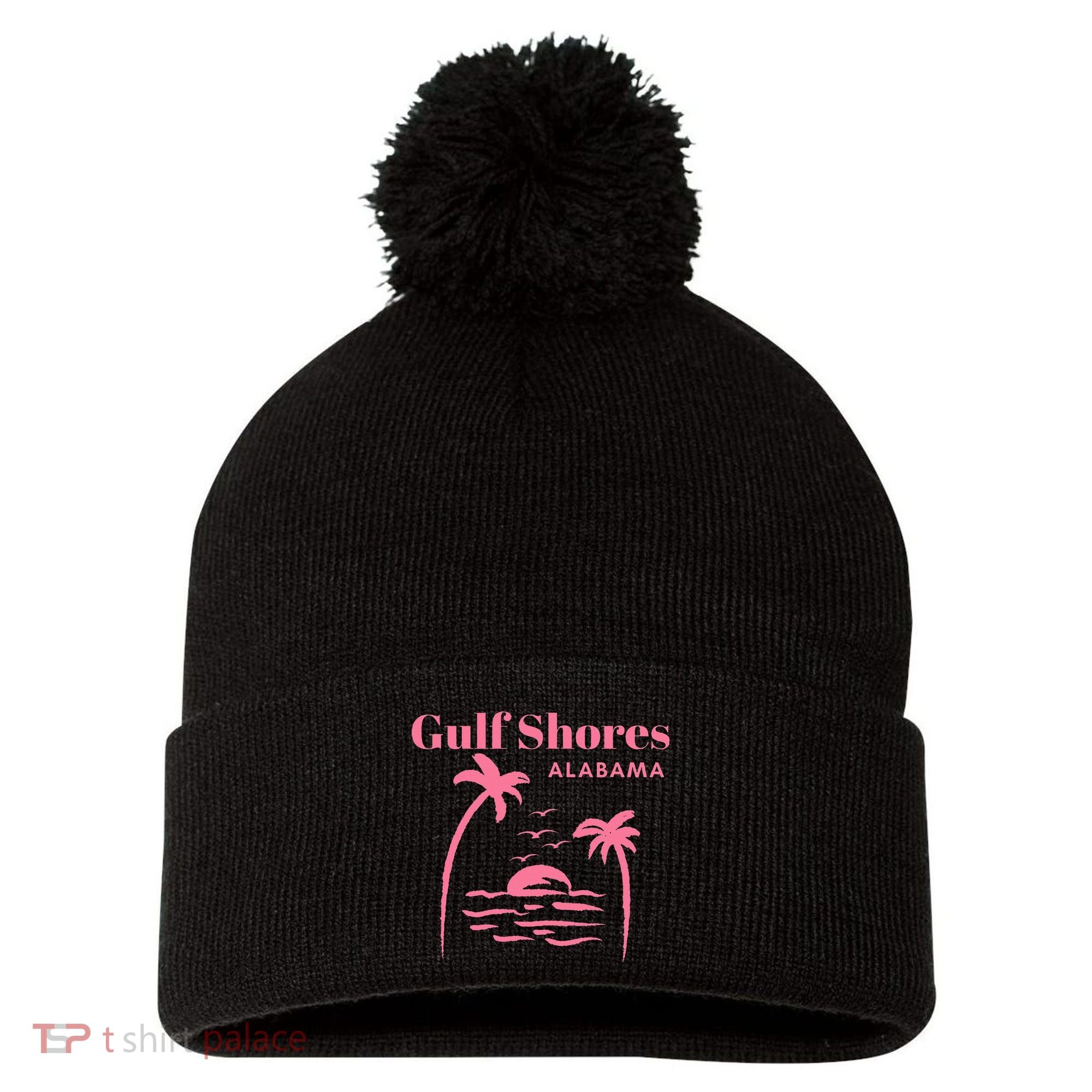 Gulf Shores Alabama Vacation Pom Pom 12in Knit Beanie
