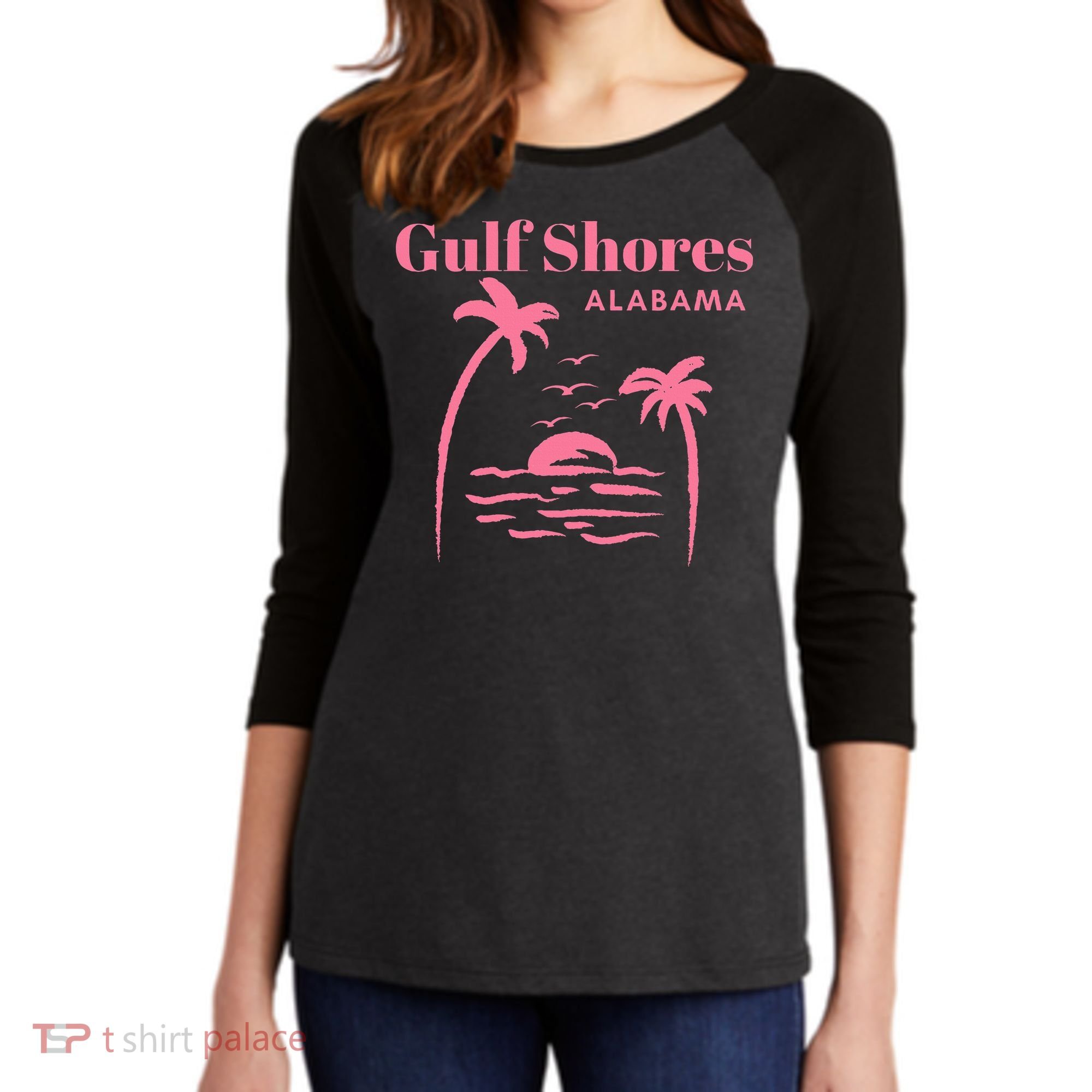 Gulf Shores Alabama Vacation Women's Tri-Blend 3/4-Sleeve Raglan Shirt