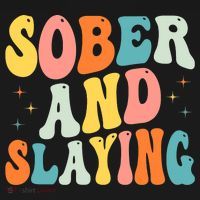 Groovy Sober And Slaying Sobriety Recovery Anniversary Awareness Hoodie thumb 2