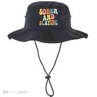 Groovy Sober And Slaying Sobriety Recovery Anniversary Awareness Bucket Hat thumb 0