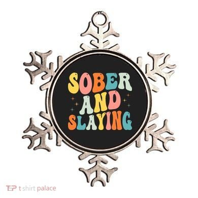 Groovy Sober And Slaying Sobriety Recovery Anniversary Awareness Ornament
