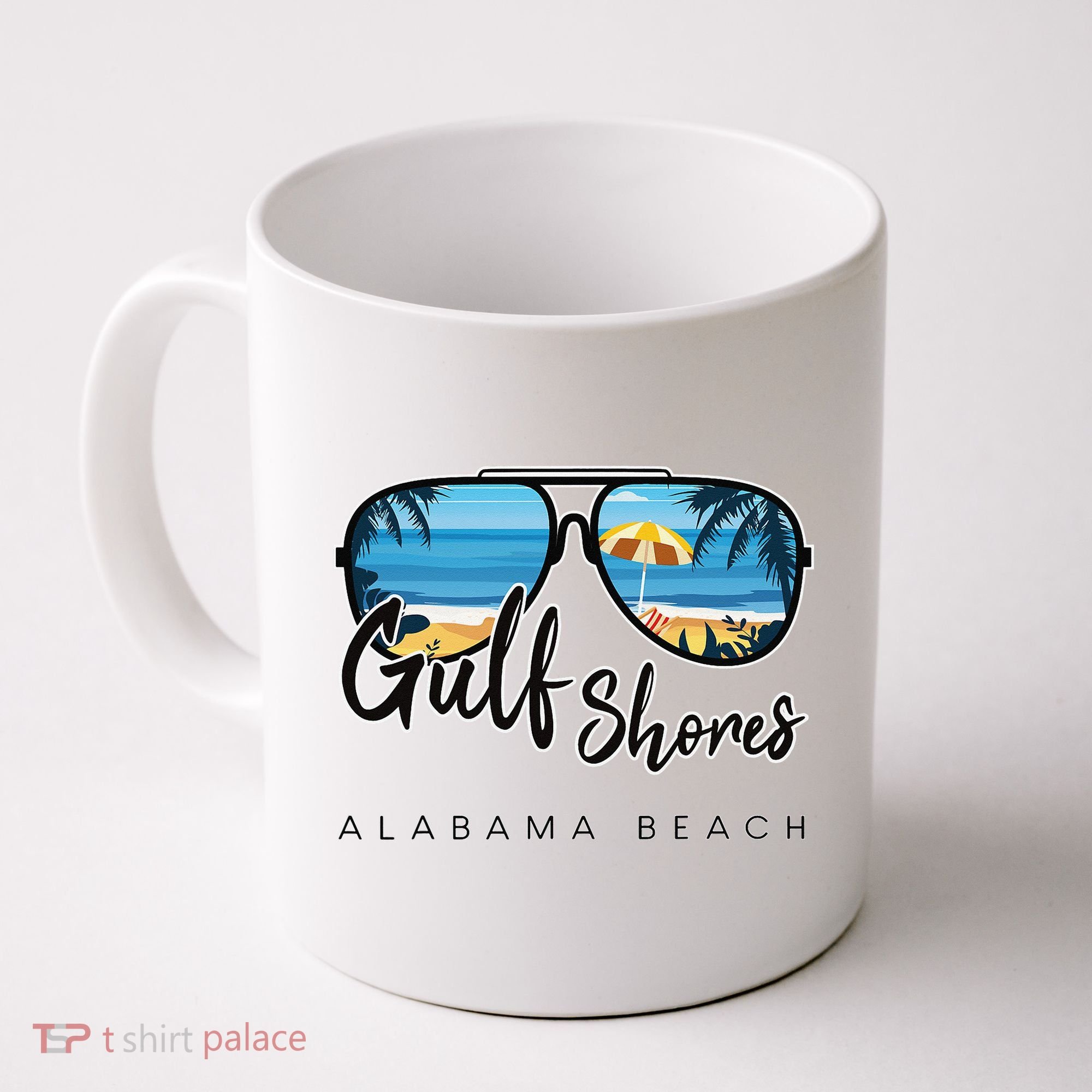 Gulf Shores Alabama Palm Tree Sunglasses Souvenir Coffee Mug