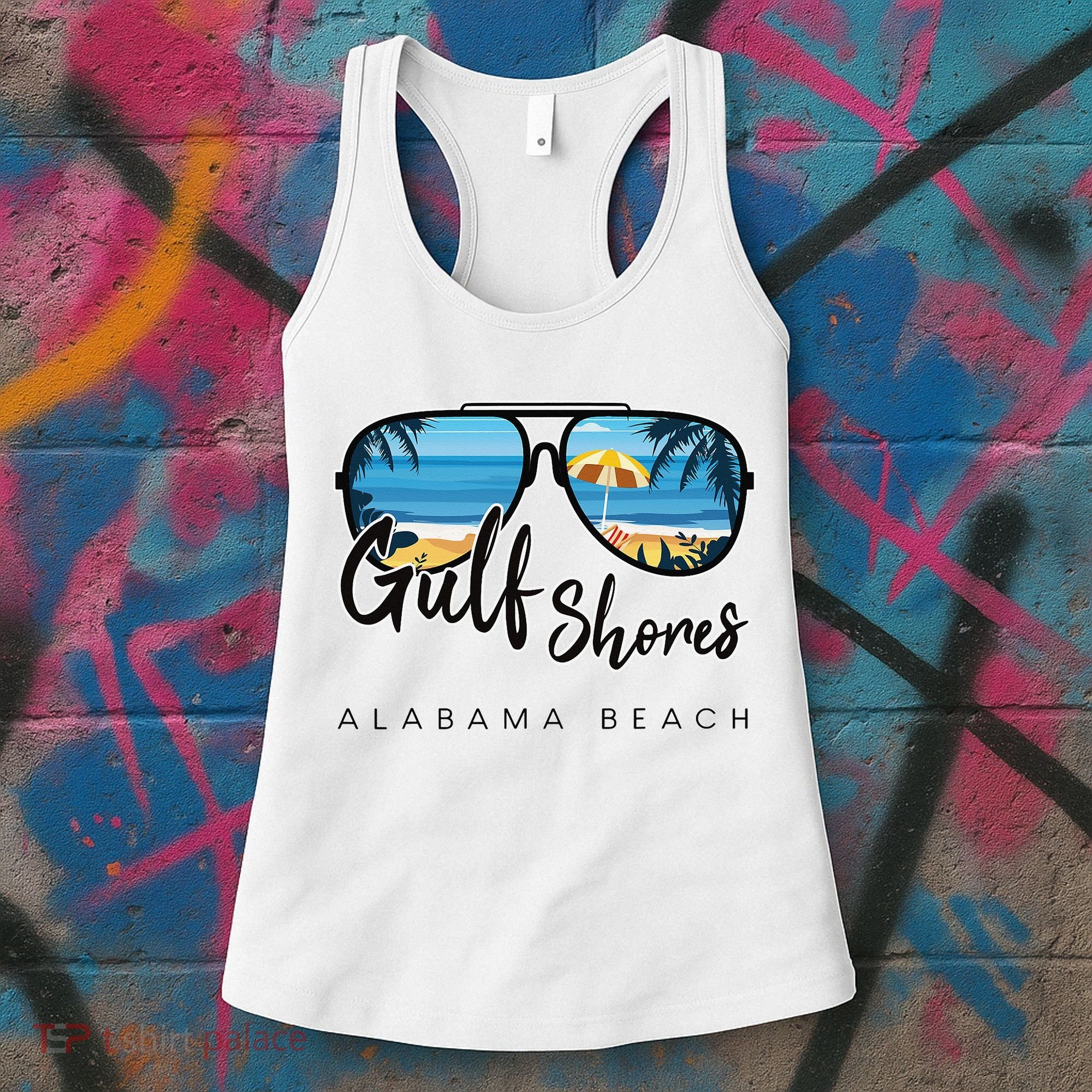 Gulf Shores Alabama Palm Tree Sunglasses Souvenir Women's Tank Top