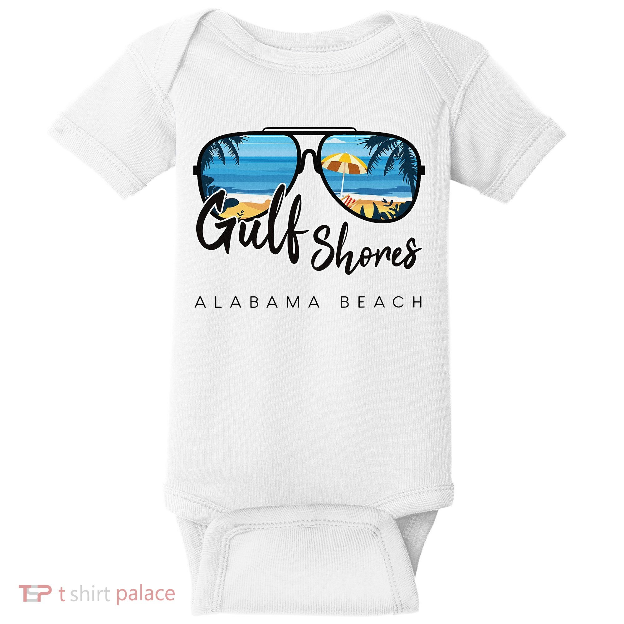 Gulf Shores Alabama Palm Tree Sunglasses Souvenir Baby Bodysuit