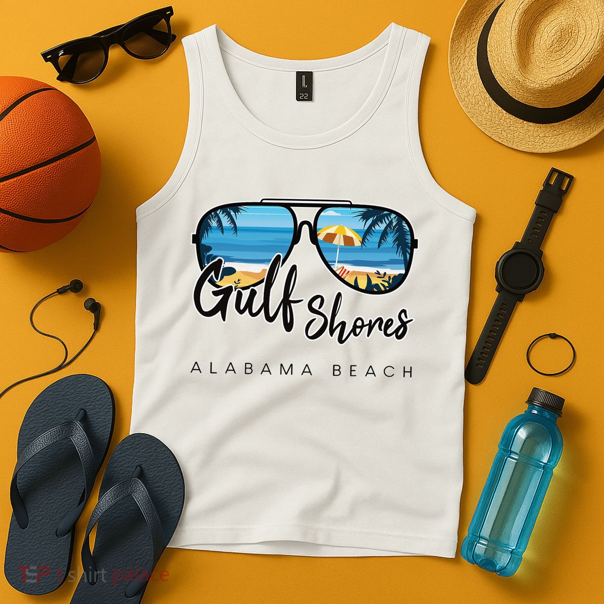 Gulf Shores Alabama Palm Tree Sunglasses Souvenir Tank Top
