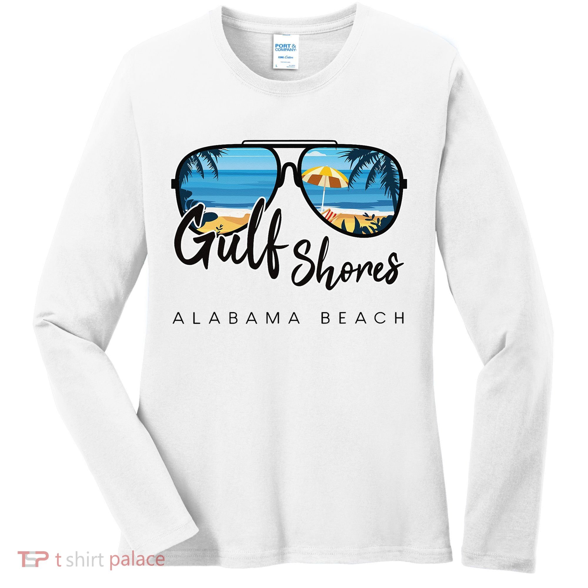 Gulf Shores Alabama Palm Tree Sunglasses Souvenir Women's Long Sleeve Shirt