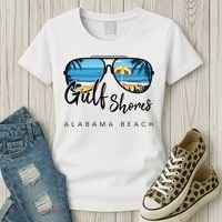 Gulf Shores Alabama Palm Tree Sunglasses Souvenir Women's T-Shirt thumb 3
