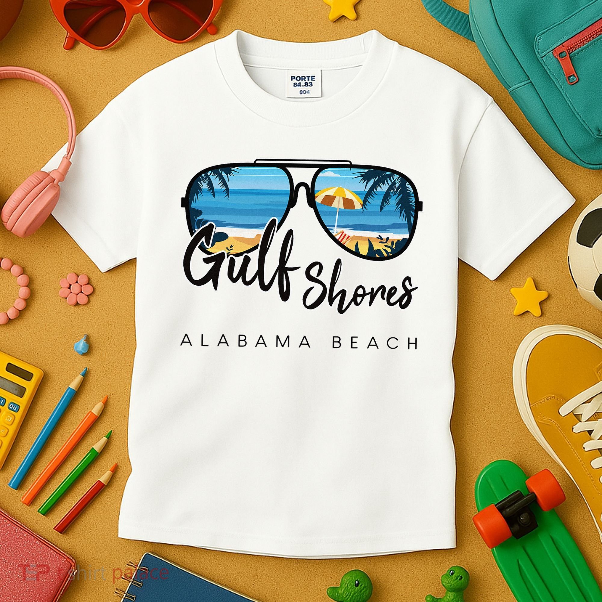 Gulf Shores Alabama Palm Tree Sunglasses Souvenir Kids T-Shirt