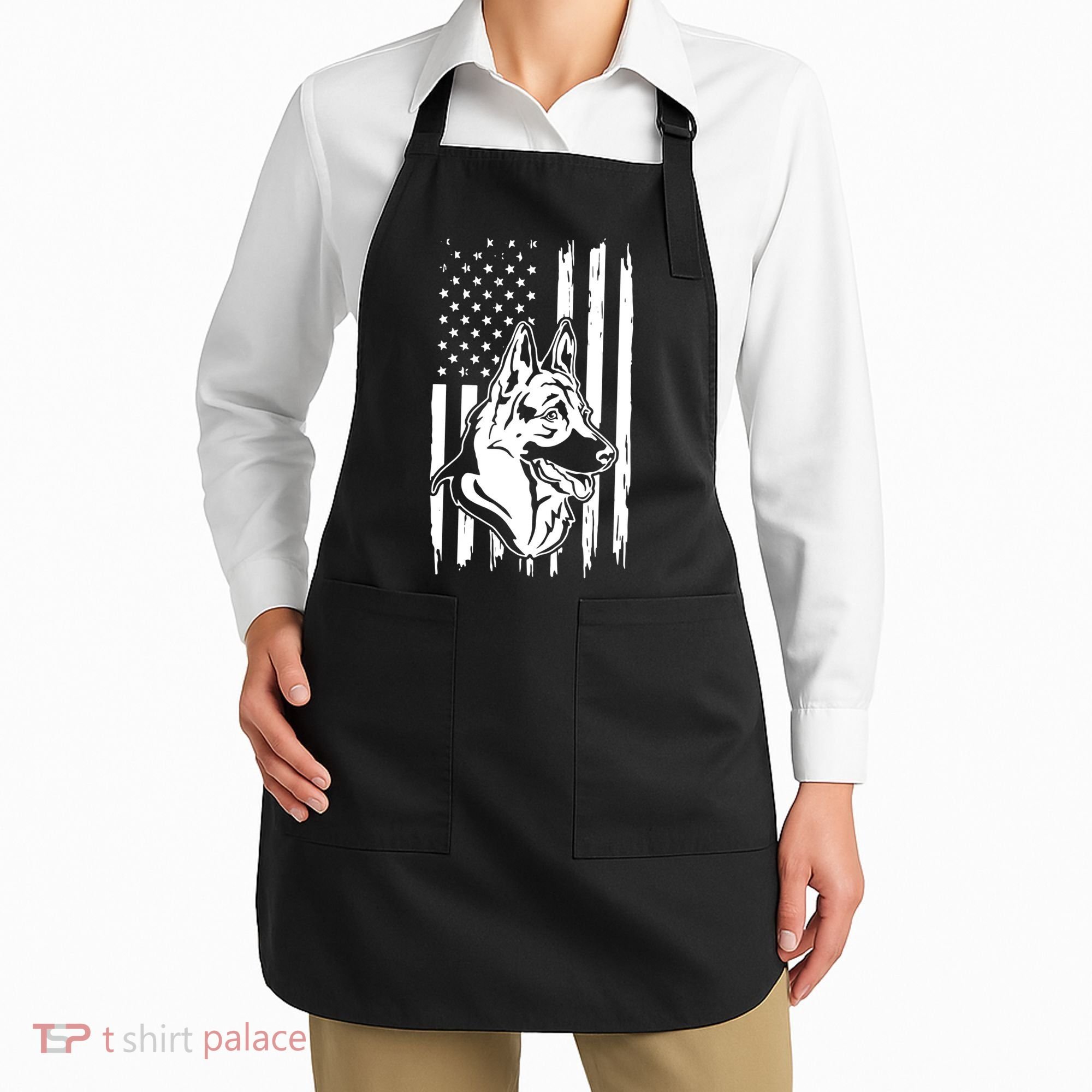 German Shepherd American Flag Pets Animals K9s Service Dogs Apron