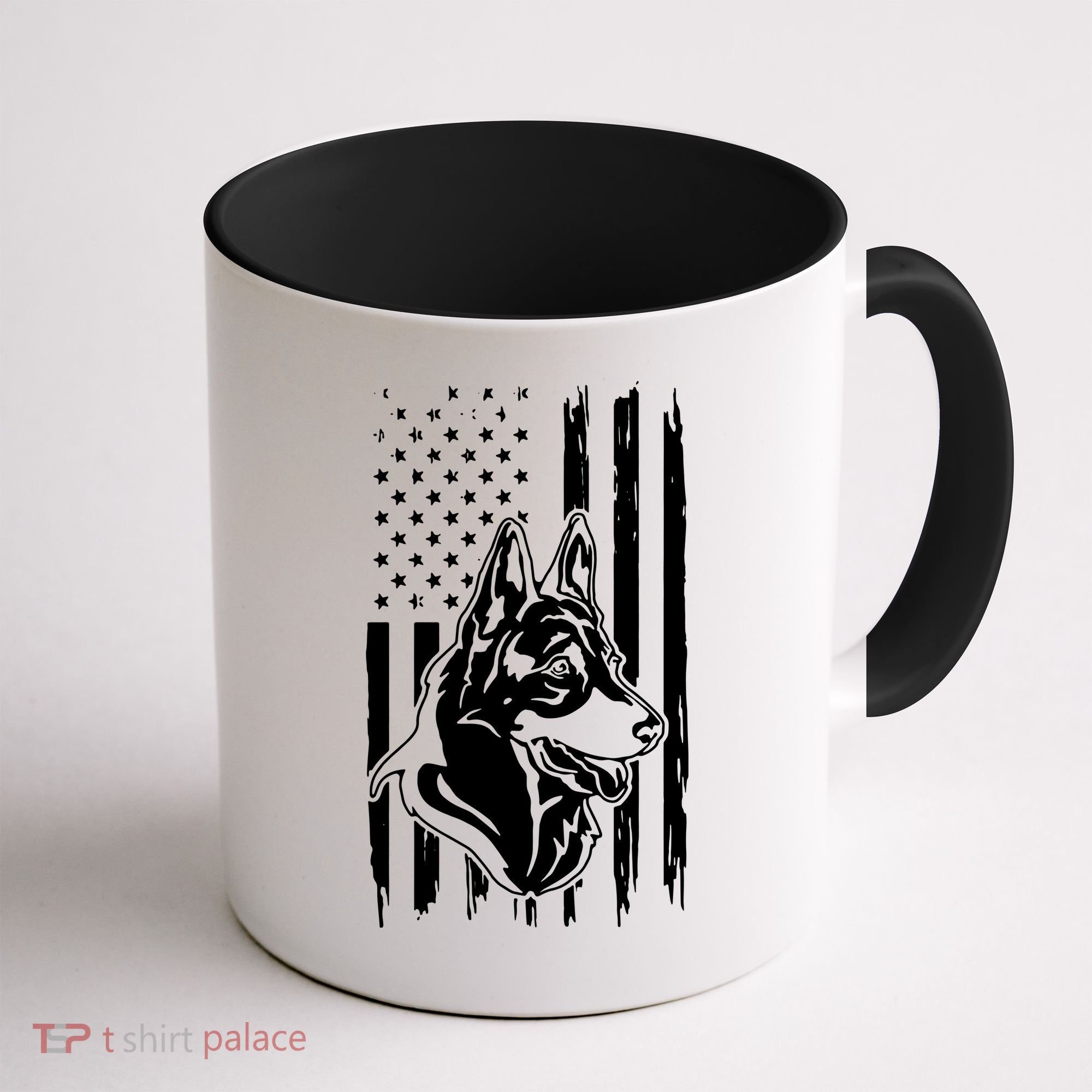 German Shepherd American Flag Pets Animals K9s Service Dogs Coffee Mug