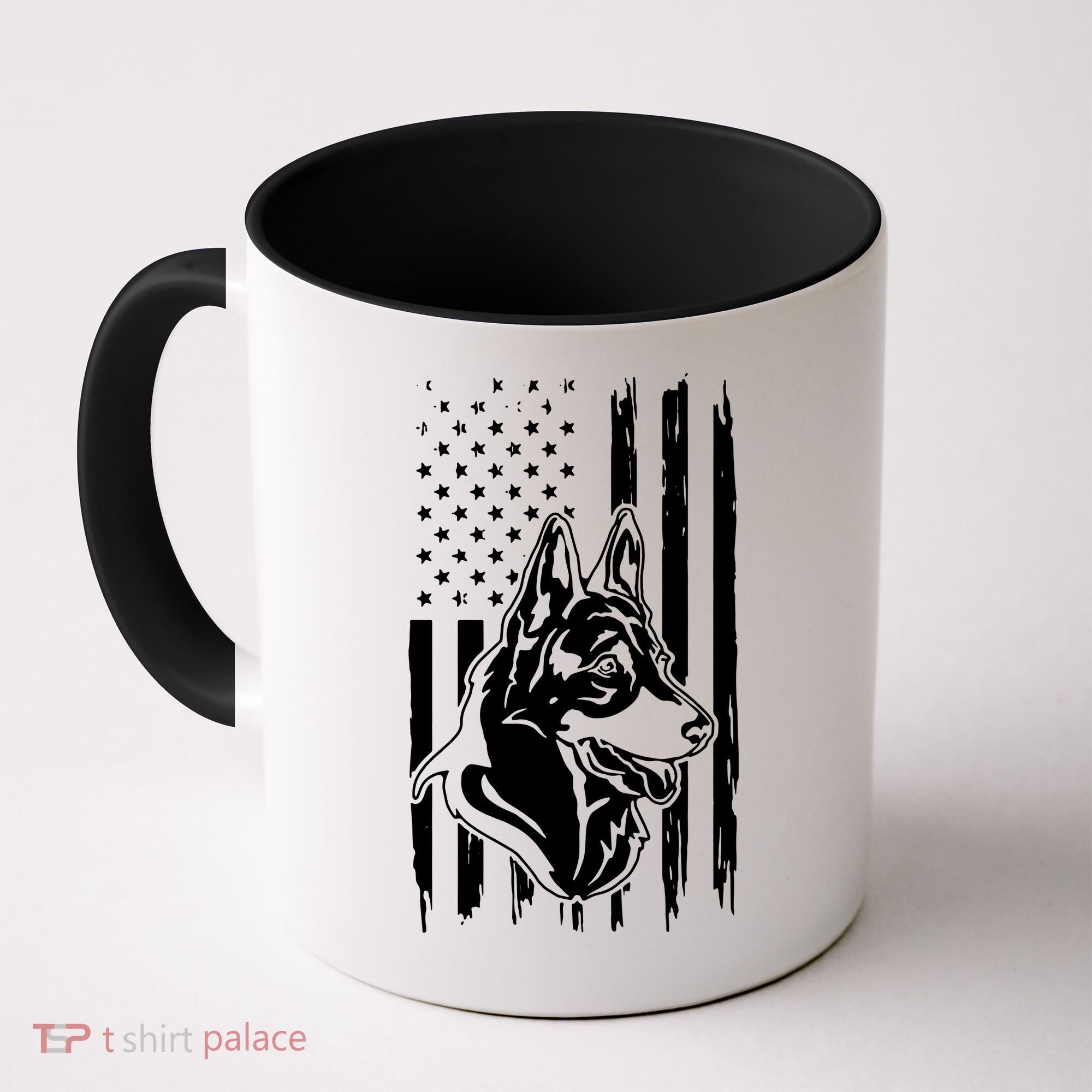 German Shepherd American Flag Pets Animals K9s Service Dogs Coffee Mug