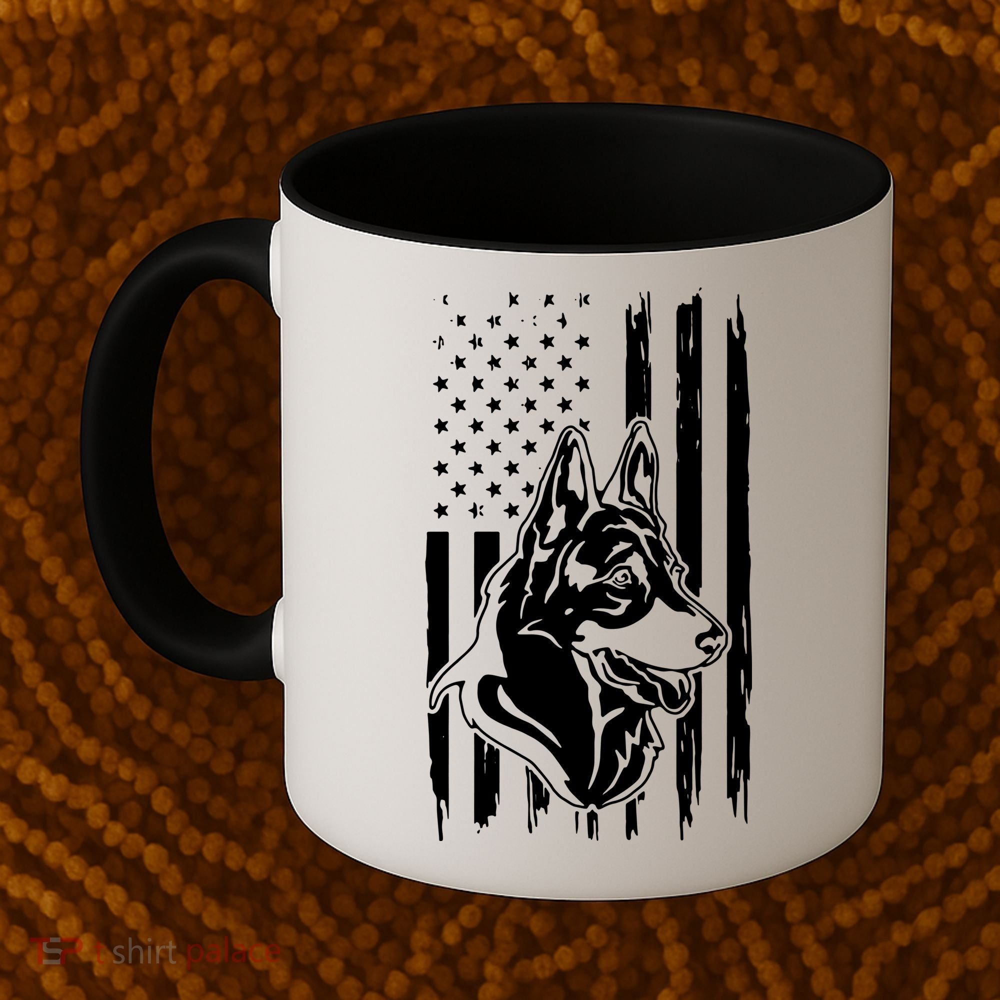 German Shepherd American Flag Pets Animals K9s Service Dogs Coffee Mug