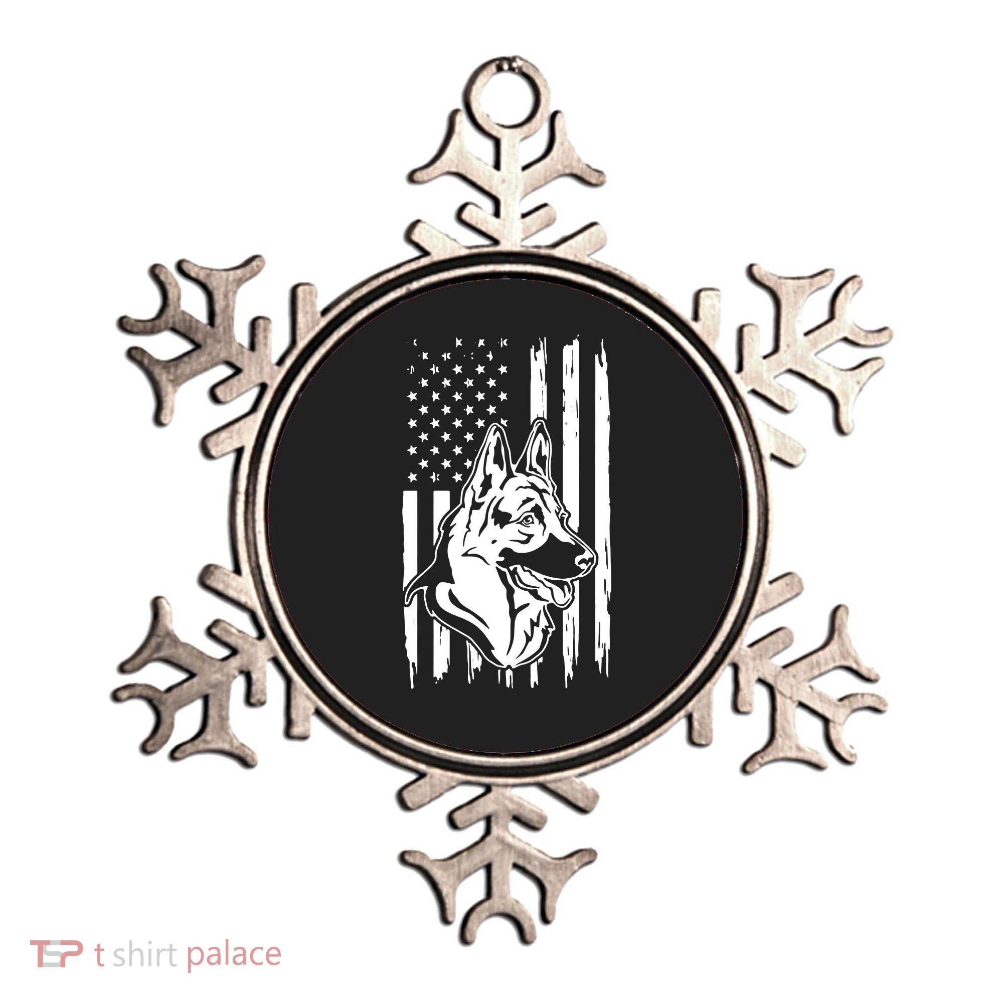 German Shepherd American Flag Pets Animals K9s Service Dogs Ornament
