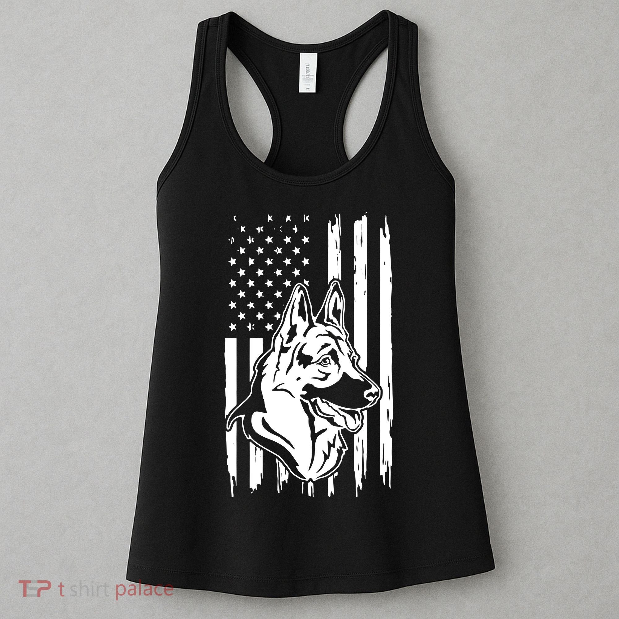 German Shepherd American Flag Pets Animals K9s Service Dogs Women's Tank Top