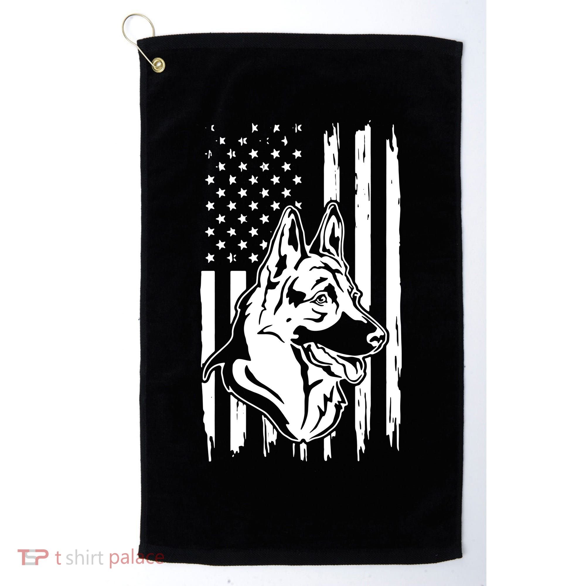 German Shepherd American Flag Pets Animals K9s Service Dogs Golf Towel