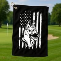 German Shepherd American Flag Pets Animals K9s Service Dogs Golf Towel thumb 1