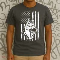 German Shepherd American Flag Pets Animals K9s Service Dogs T-Shirt thumb 3