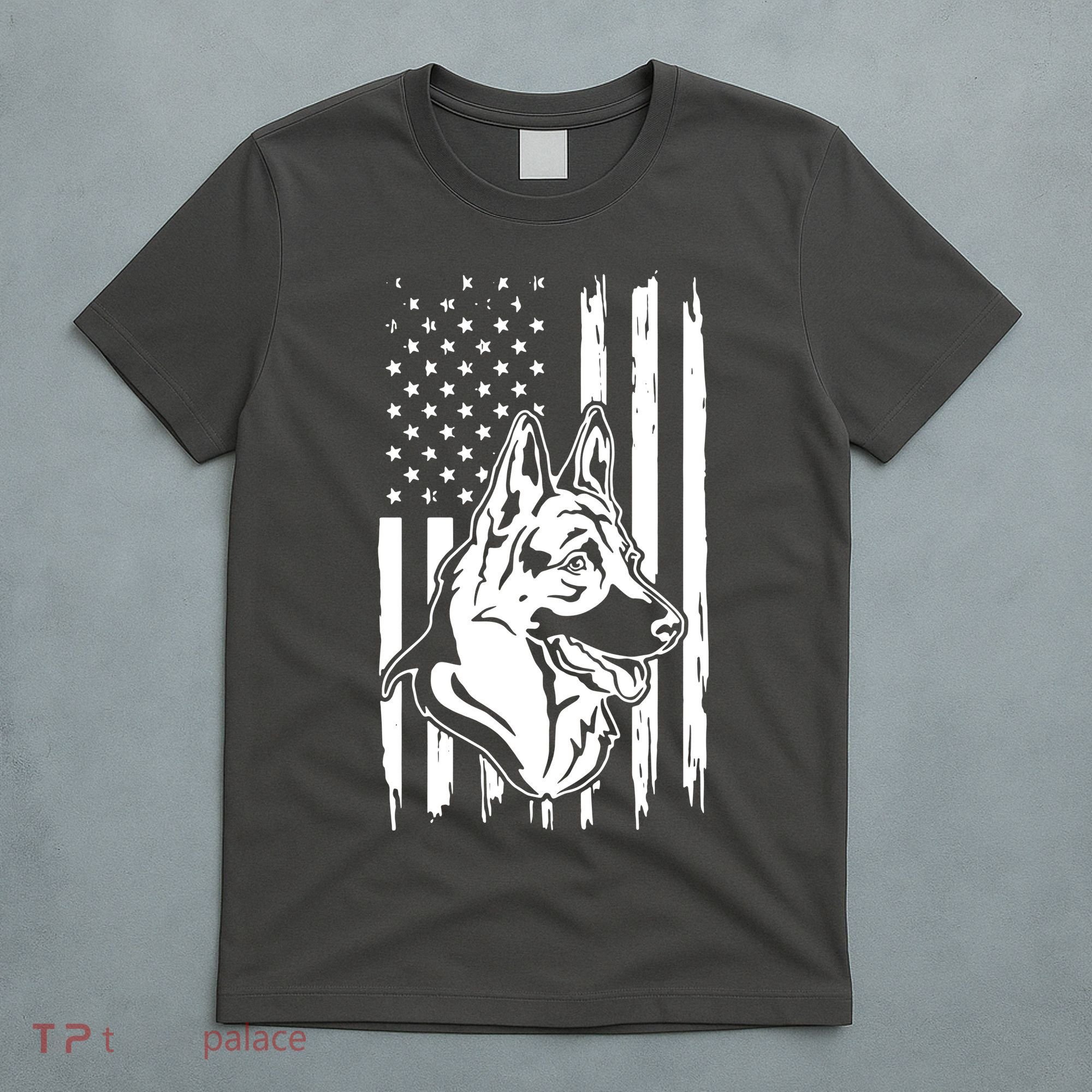 German Shepherd American Flag Pets Animals K9s Service Dogs T-Shirt