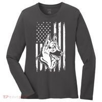 German Shepherd American Flag Pets Animals K9s Service Dogs Women's Long Sleeve Shirt thumb 0