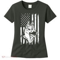 German Shepherd American Flag Pets Animals K9s Service Dogs Women's T-Shirt thumb 0