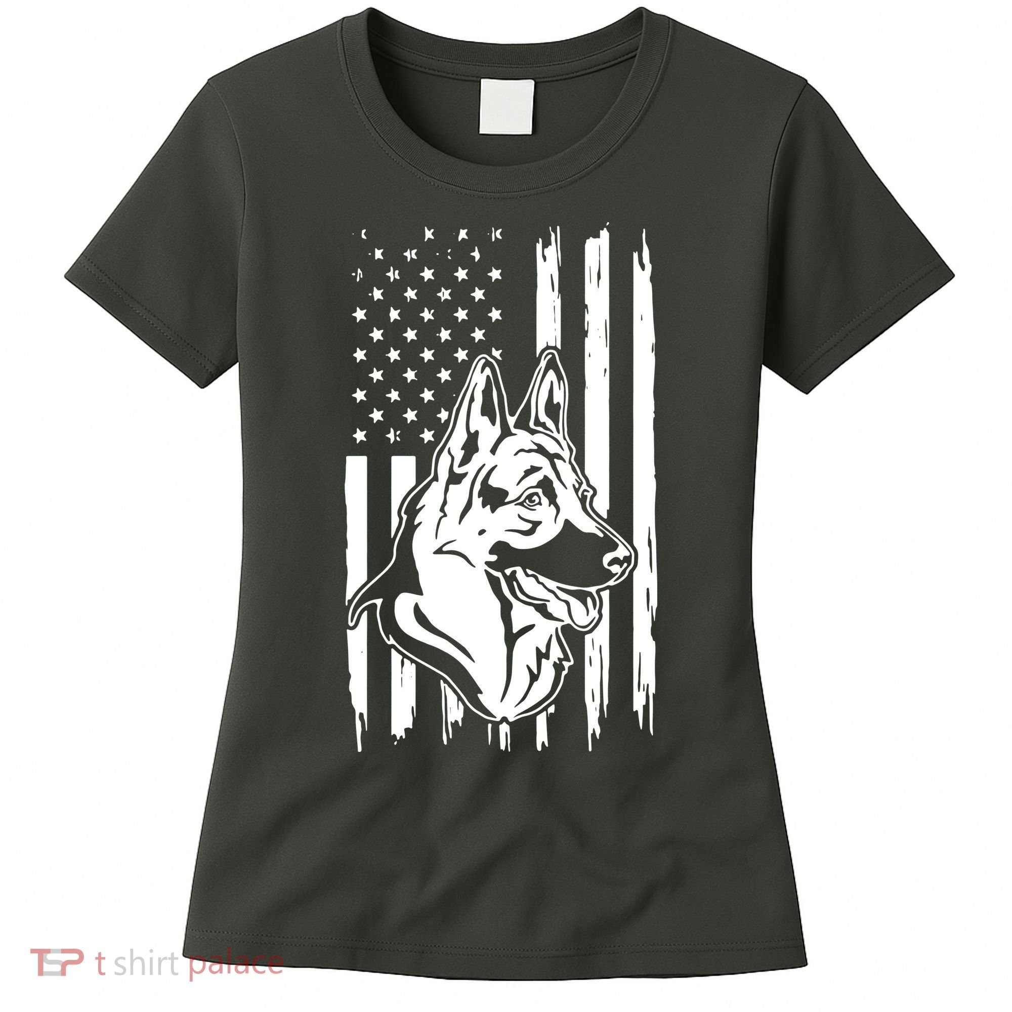 German Shepherd American Flag Pets Animals K9s Service Dogs Women's T-Shirt