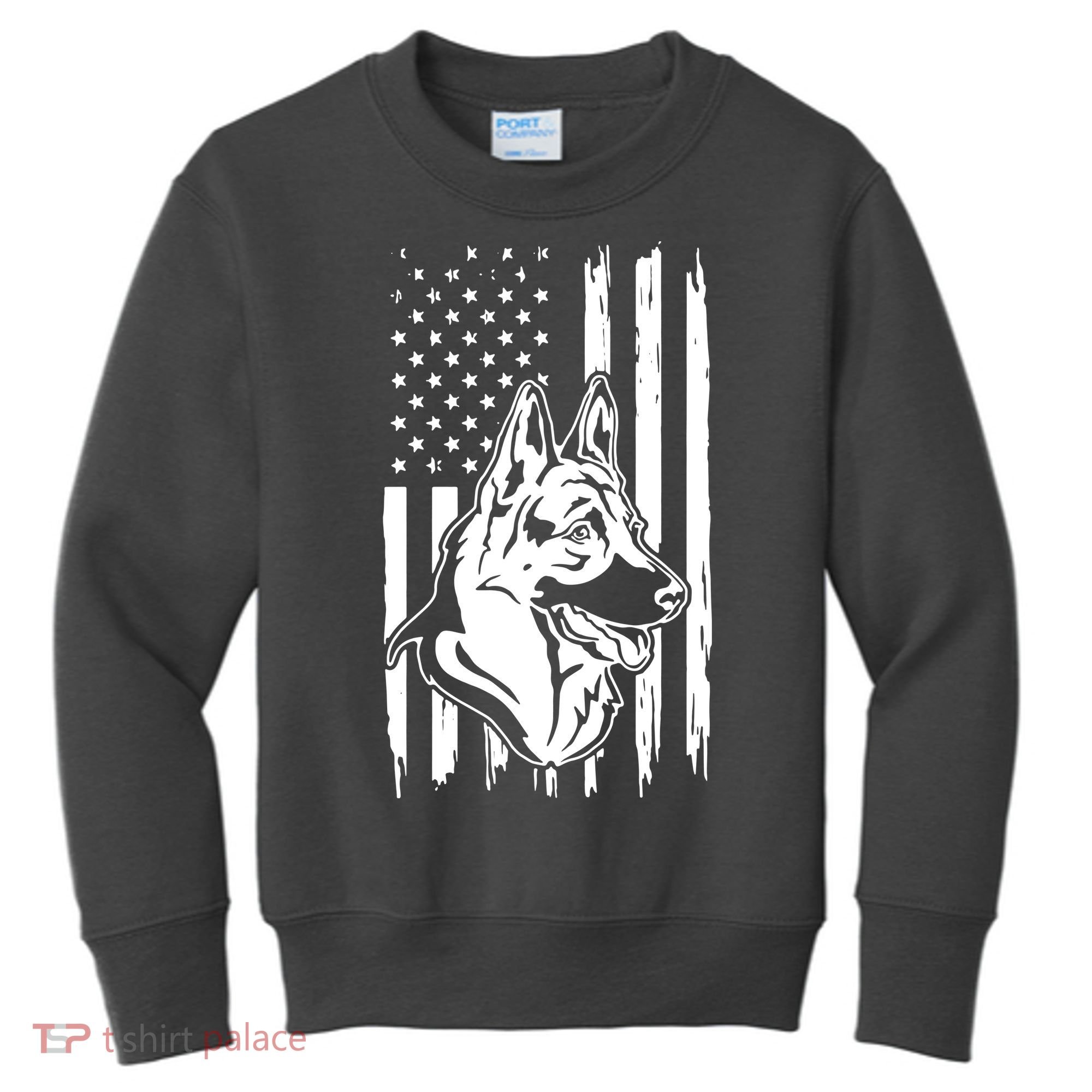 German Shepherd American Flag Pets Animals K9s Service Dogs Kids Sweatshirt