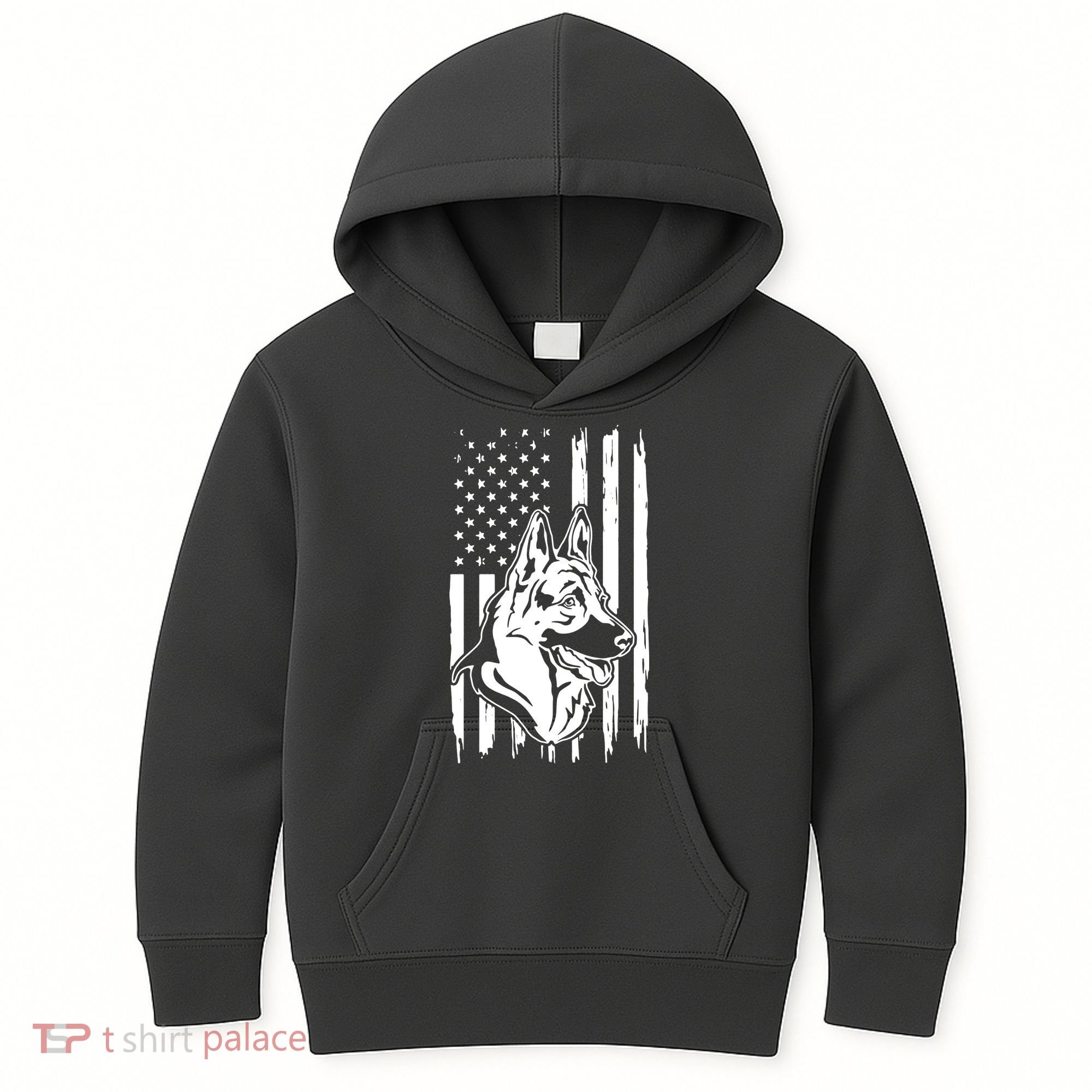 German Shepherd American Flag Pets Animals K9s Service Dogs Kids Hoodie