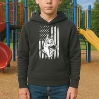 German Shepherd American Flag Pets Animals K9s Service Dogs Kids Hoodie thumb 2