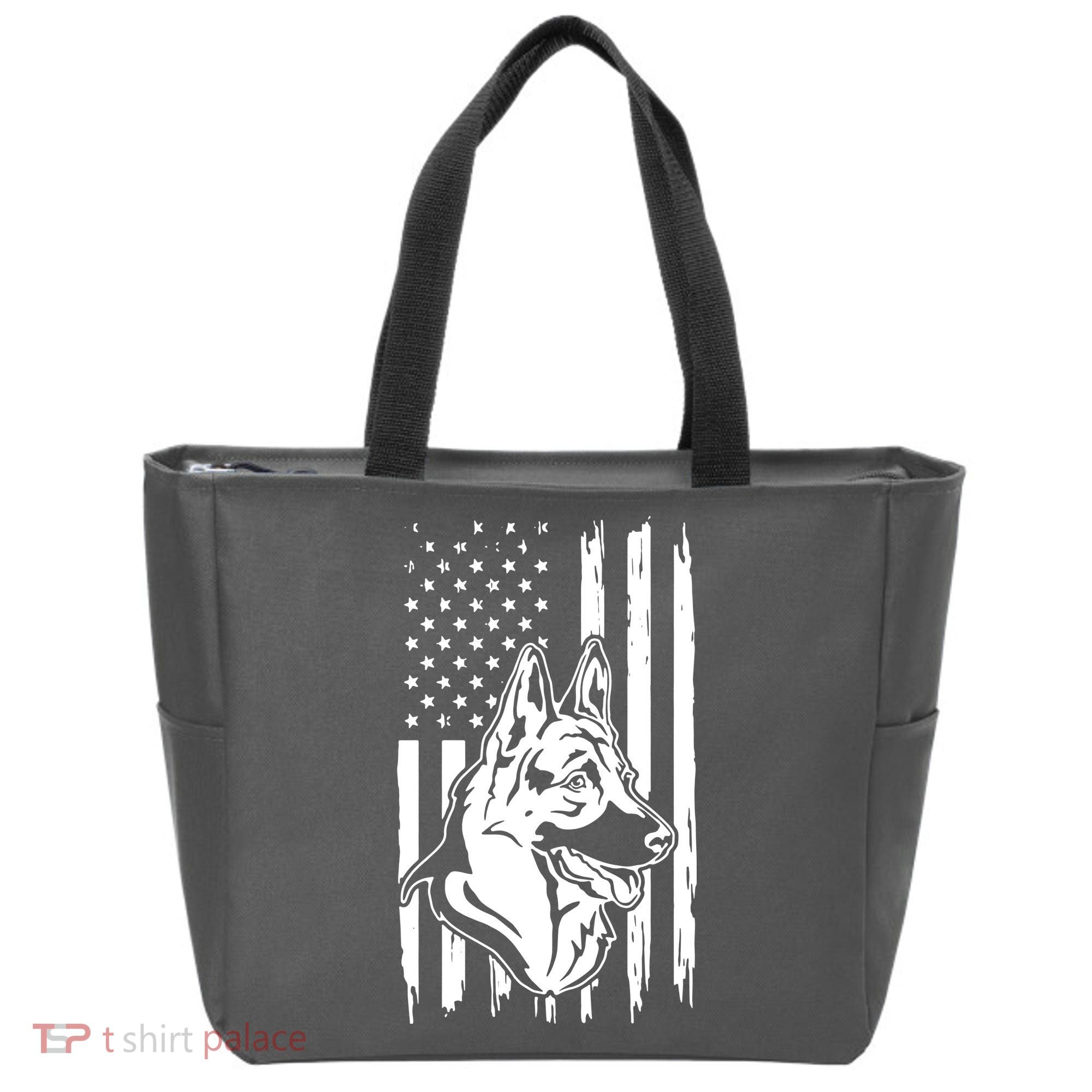 German Shepherd American Flag Pets Animals K9s Service Dogs Tote Bag