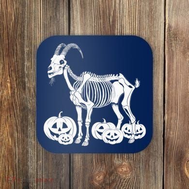 Goat Skeleton Birthday Halloweens Wo Coaster