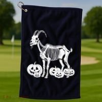 Goat Skeleton Birthday Halloweens Wo Golf Towel thumb 1