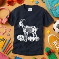 Goat Skeleton Birthday Halloweens Wo Kids T-Shirt thumb 3